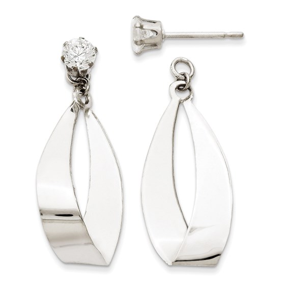 14k White Gold Oval Dangle with Zirconia Stud Earring Jackets 14k White Gold Oval Dangle with Zirconia Stud Earring Jackets